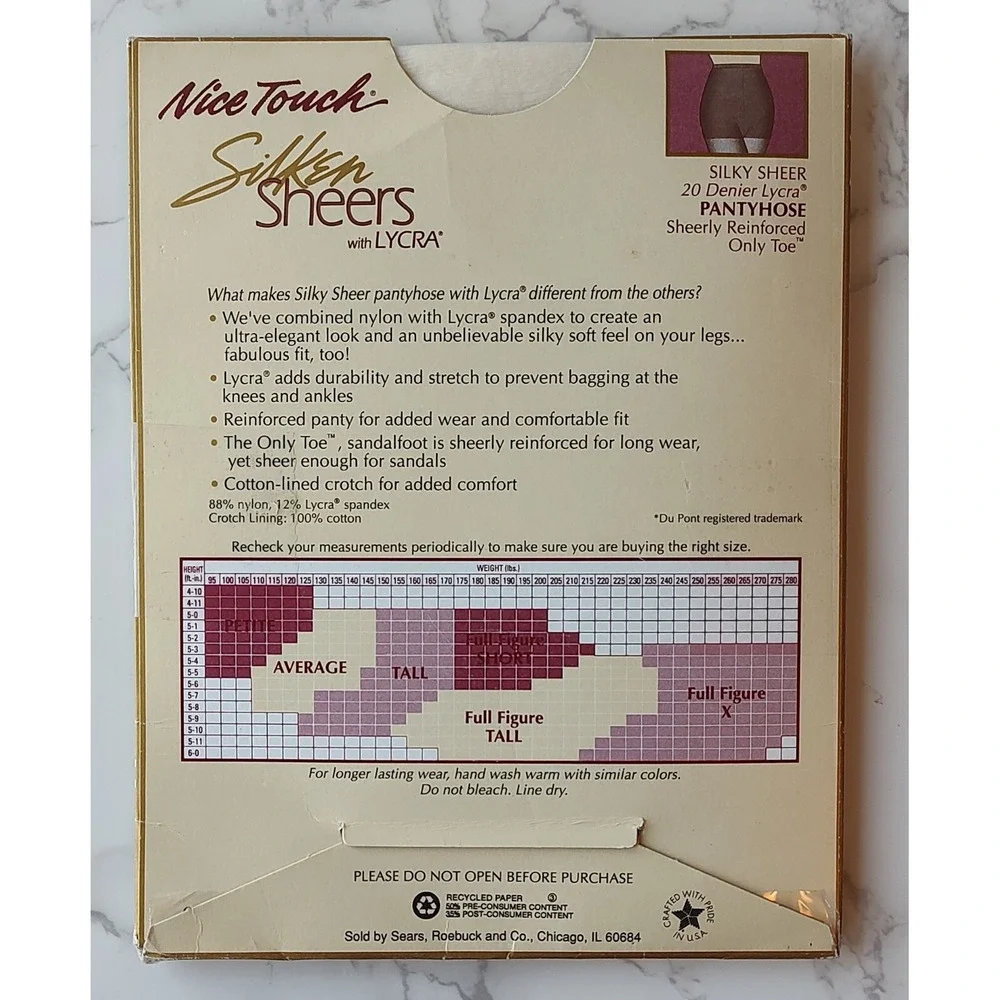Nice Touch Silken Sheers Control Top Pantyhose Size Tall Pearl A4